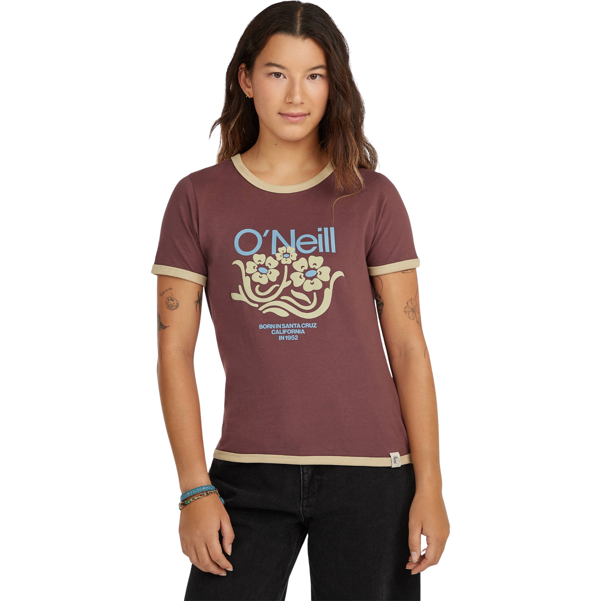 2026 O'Neill Womens O'riginals Front Print T-Shirt 1850277 - Purple Gray